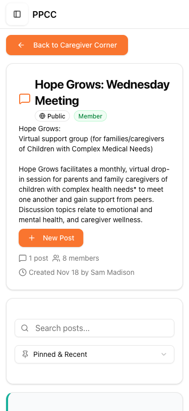 Inside a Caregiver Corner post