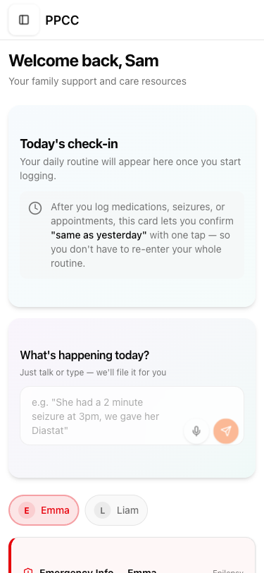 Emergency Card on dashboard