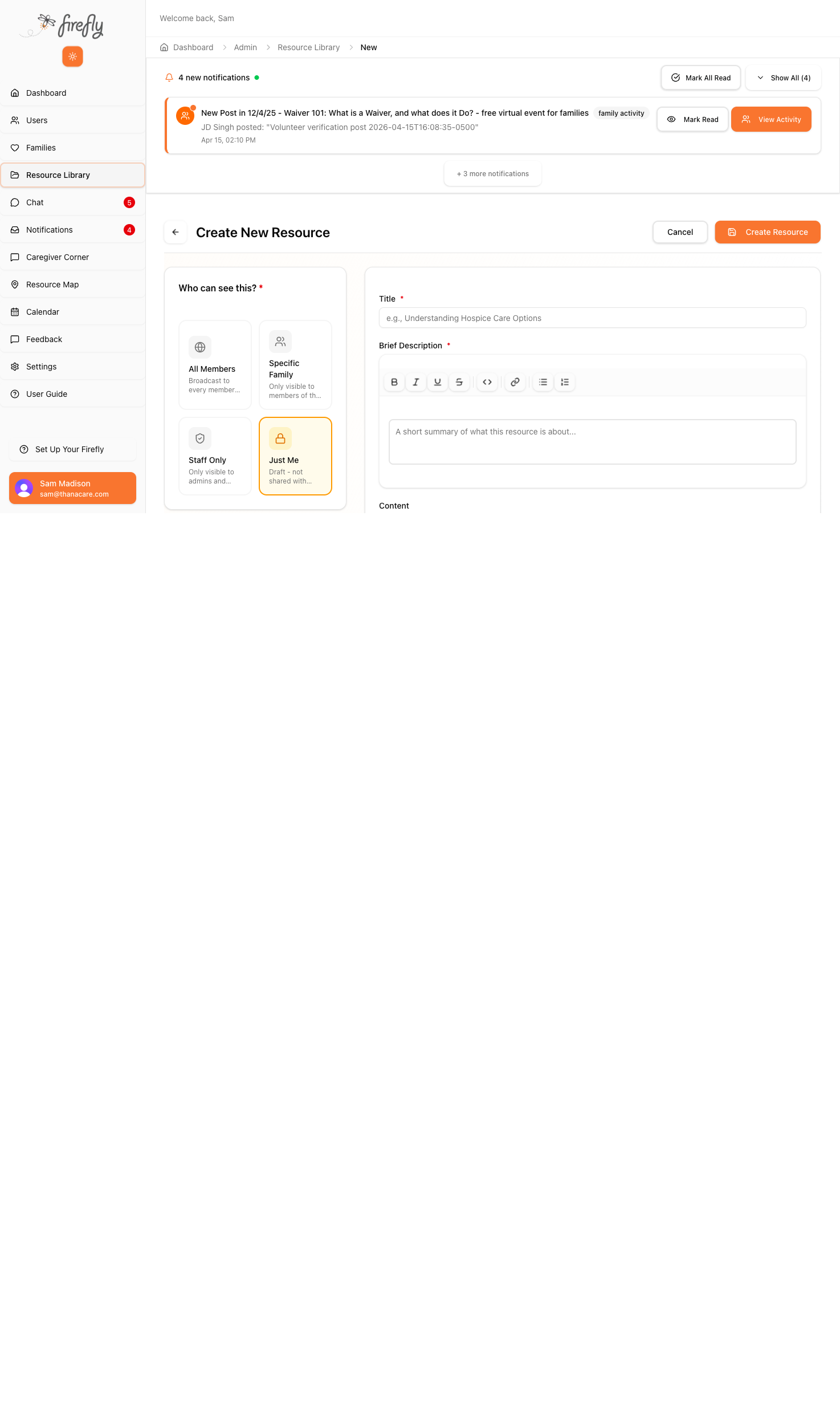 Create New Resource form